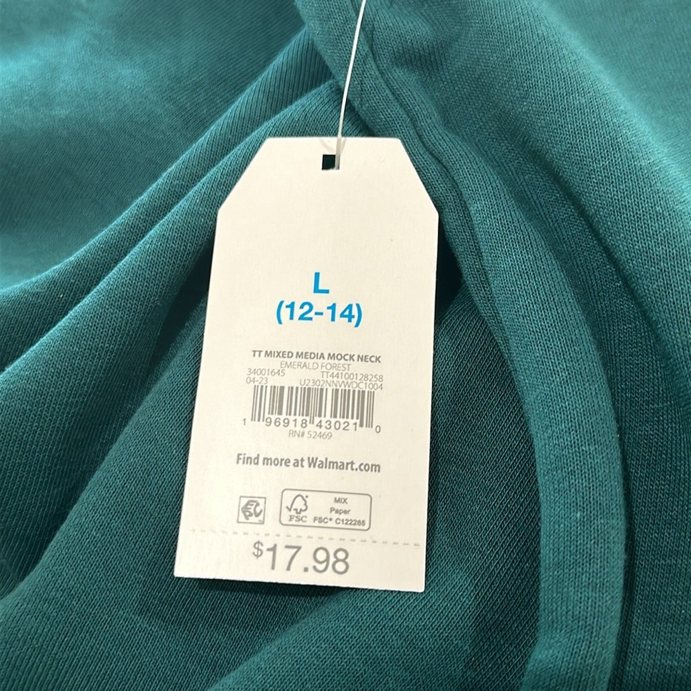Time and Tru Women's Mixed Media Mock Neck Top Size L - Picture 11 of 13